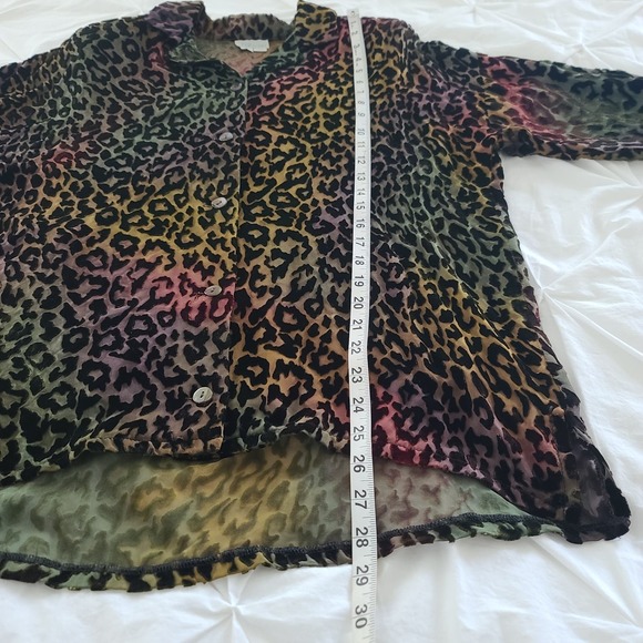Kay Chapman Blouse Leopard Print Ombre Rainbow Burnout Velvet Small Art to Wear - Picture 14 of 14